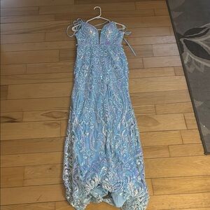 Stunning Light Blue Sequin Gown